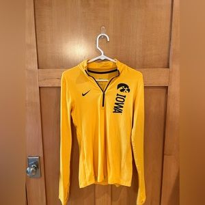Yellow Hawkeye Nike Dri-Fit quarter zip
